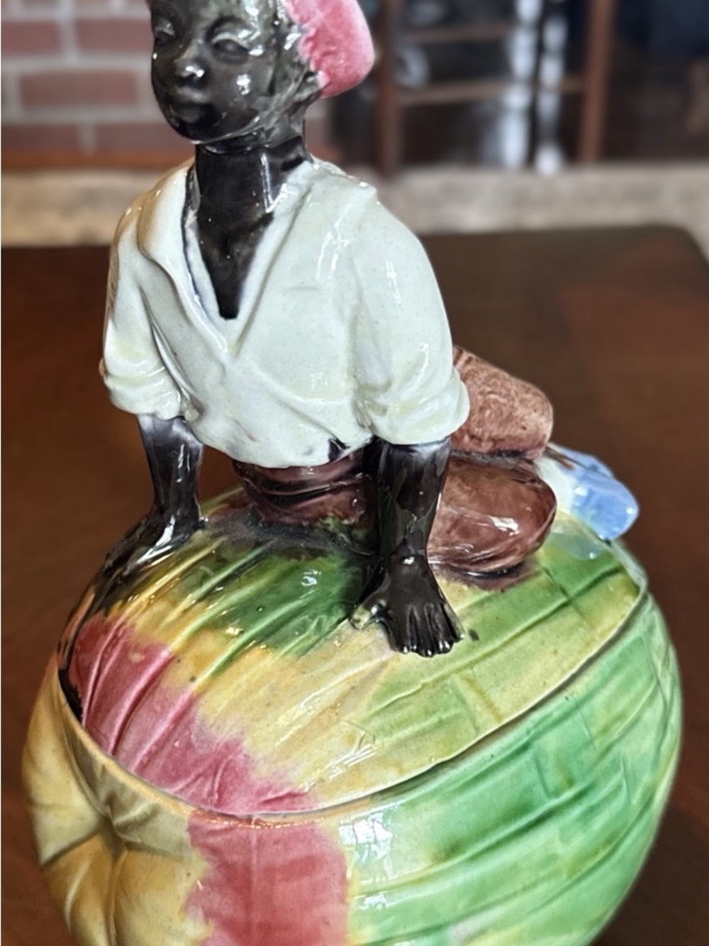 Majolica, Antique, Tobacco Humidor Jar